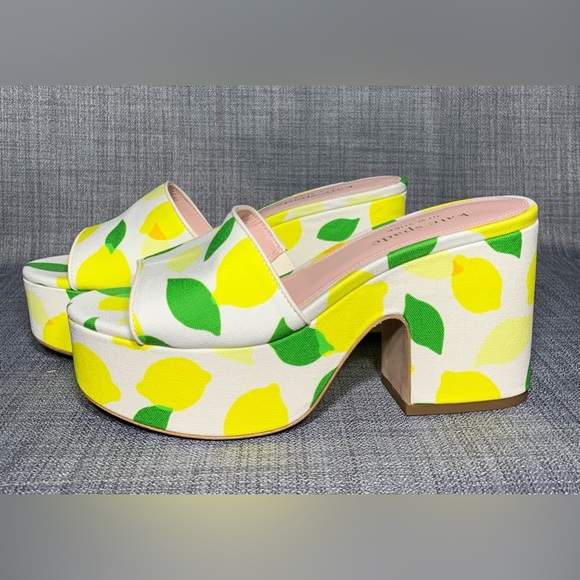Kate Spade New York Ibiza Platform Mule Sandals Lemon Toss - Picture 4 of 8